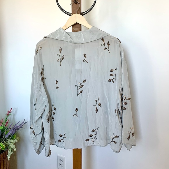 NWT Zara Limited Edition Embellished Jewel Top Gray LG - Picture 7 of 14